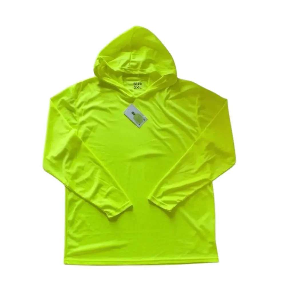 ProtectX Mens Long Sleeve Hoodie Neon Green‎ High Visibility Sun Protection Size